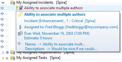 3.6. Viewing and Editing Incidents in Eclipse When you view the list of Incidents in the Eclipse task