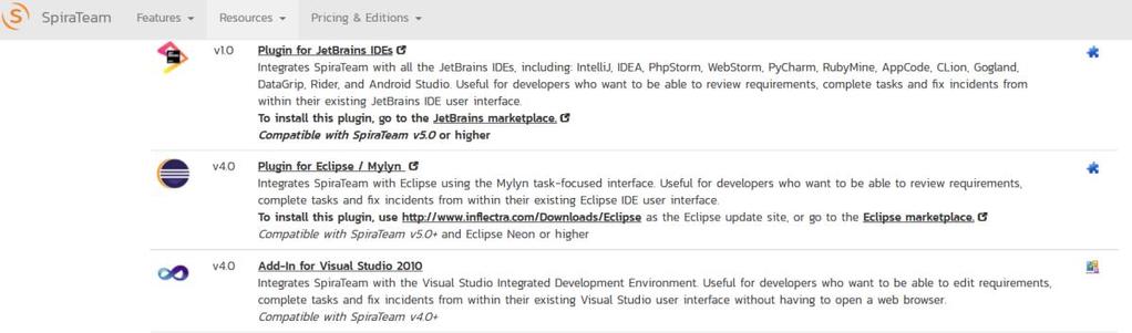 6. Visual Studio 2010 This section outlines how to use SpiraTest, SpiraPlan or SpiraTeam (hereafter referred to as SpiraTeam) in conjunction with the Visual Studio (VS) integrated development