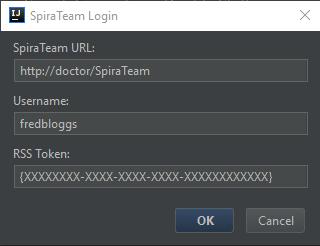Click on the View Credentials button and put in your log-in credentials. Please note that you can obtain the RSS Token by going to your user profile inside SpiraTeam.