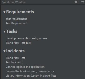 Clicking on any requirement, task or incident will open up additional information in the bottom of the tool window.