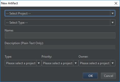 After you select your project and item type, the type, priority and owner fields will populate appropriately.