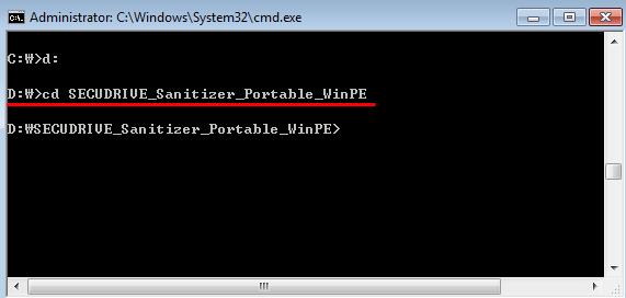 6.4 How to Create Booting Image File (ISO) for SECUDRIVE Sanitizer Portable Download the Sanitizer PE Build script in the [Download] menu or the website and unzip it. Run Command prompt (cmd.