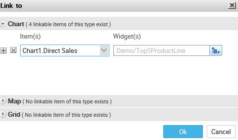 Under 'Widget(s)' select the report with which you want to link the report. The report you select needs to have the y-axis attribute as its one of the fields.