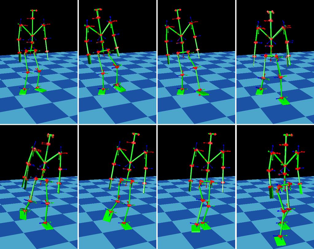 Figure 4.10. Simulated forward stepping motion. 4.7 Conclusions and Future Work In this chapter, I present a controller for humanoid robots to track motion capture data.