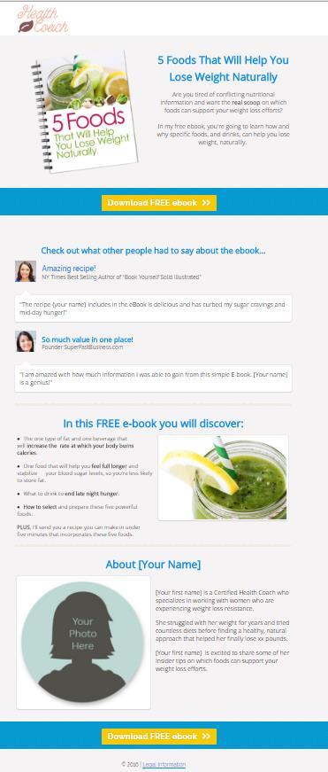 We used LeadPages Template ebook landing page