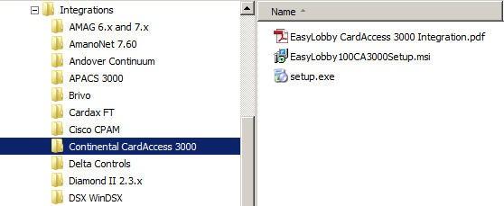 EasyLobby Integration Installation EASYLOBBY INTEGRATION INSTALLATION Notes: Please remove any existing installations of the CardAccess 3000 integration solution before attempting to install the