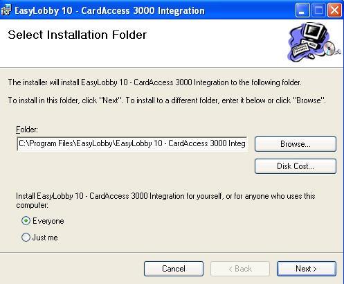 EasyLobby Integration Installation (Con t) 5) The EasyLobby 10 CardAccess