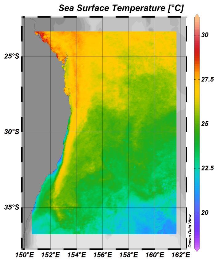 Figure 11: Sea surface temperature off eastern Australia. 10 Hints and Tips a) Zoom: Right-click on the track graph and select Zoom, Zoom out or Zoom in.
