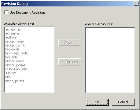 Archive Services for Reports Studio 2 Figure 2-73 Revision Dialog box To utilize Revisioning, follow these steps: 1. From the Properties tab, select the Revisions configuration dialog window. 2. To enable using revisions, select the Use Document Revisions checkbox.
