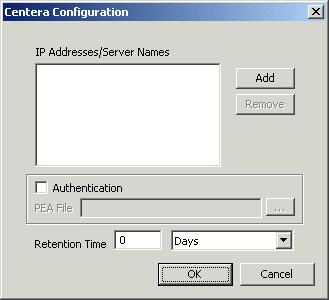 2 Archive Services for Reports Studio Figure 2-85 The Centera Configuration dialog box IP Addresses/Server Names This window lists the Centera Servers to where the transformed reports will be stored.