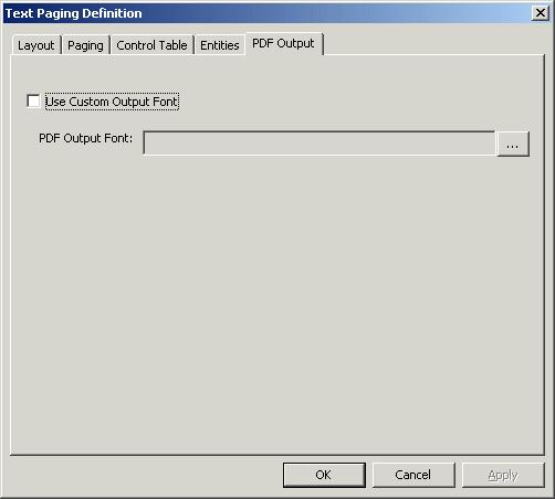 2 Archive Services for Reports Studio Figure 2-12 Text Paging Definitions dialog box - PDF Output tab Adding Regions Signatures and Fields In most cases, fields are used to identify data fields for