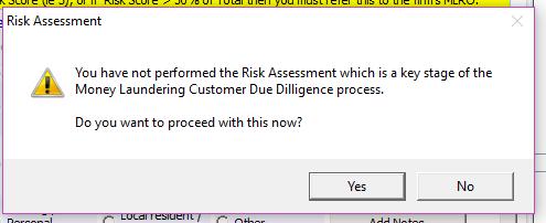 Viewing the CDD Risk Assessment Screen at a Later Date If you do not have the risk assessment details available at the time of creating the case file you can review the questionnaire at a later date.