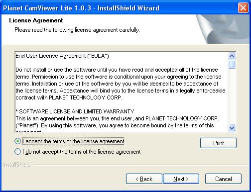 Please read the license agreement and then check I accept