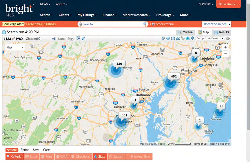 Map Search It s easy to search for listings and even view the results right from the map. Take advantage of this powerful search! 1. From the Search menu, select the desired search category. 2.
