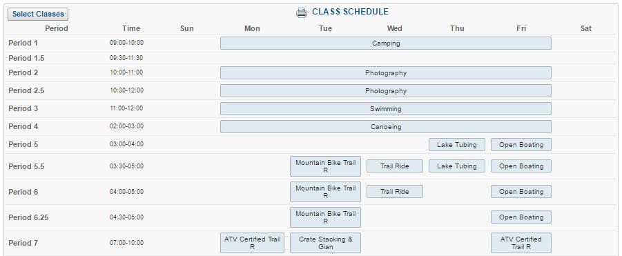 CHOOSING MERIT BADGES VIEW YOUR SCHEDULE Click the Show Classes button to see