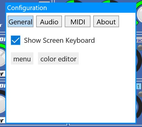 4 Configurations Configuration panel is shown by pressing the config button in master section.