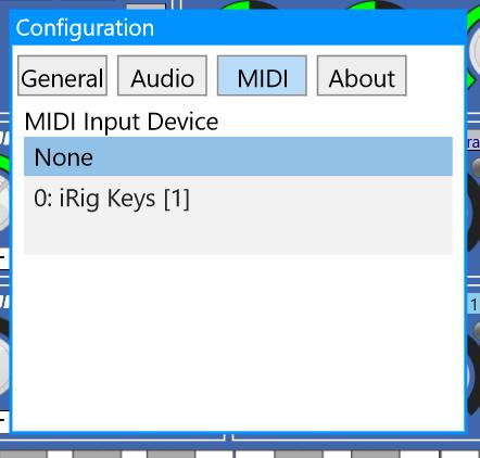 4.3 MIDI Tab MIDI Input Device Available midi input