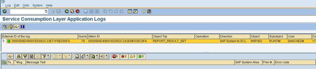 The log should come back with the REPORT_RESULT_SET. This is what the SAP system has sent back to the SCL system.
