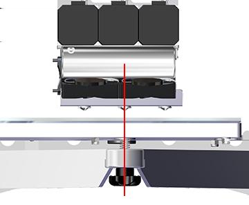 5. Press the X and Y adjustment arrows until print jet 2 is closely aligned above the front print pad adjustment knob.
