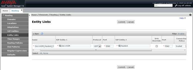6.1.5. Add Entity Links It is assumed that user has already configured Entity links for Communication Server 1000.