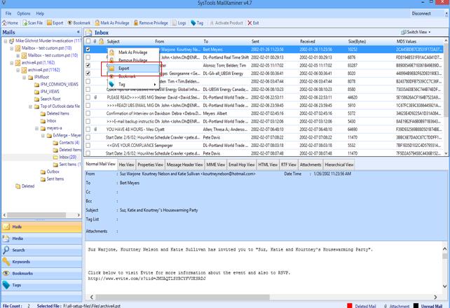 Export Option Top Export Files Now user can select the emails which user wants to export & right click on mails.