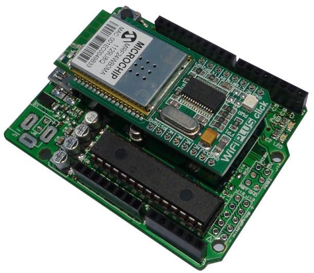 ETH click Ethernet board connected WiFi PLUS click WiFi board connected The mikrobus connections are explained in greater detail below: AN Analogue Pulse Width Modulation PWM RST