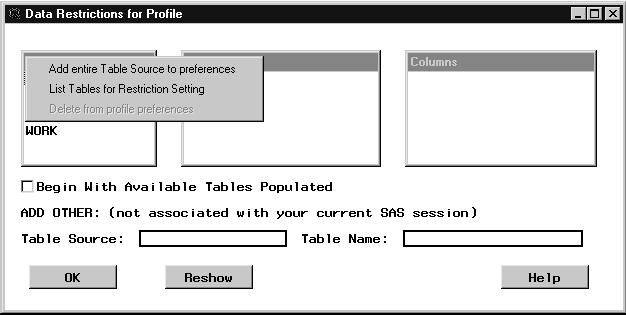 Add entire Table Source to preferences from the pop-up