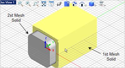 127 VisualCAD 2018 Exercise Guide 11. Press <Enter> again to accept the move. 12. Now activate the Subtract Mesh window and from the tab select the command. 13.