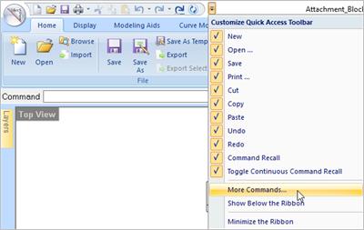 #1: VisualCAD Preferences 2.6 12 The Quick Access Toolbar The Quick Access Toolbar Located at the very top left of the VisualCAD window you will find the Quick Access Toolbar.