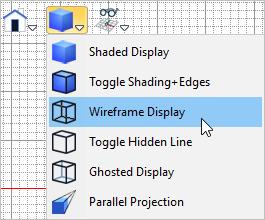 131 VisualCAD 2018 Exercise Guide 1. Activate the 2. Select the View menu from the View Toolbar and then select Wireframe Display.
