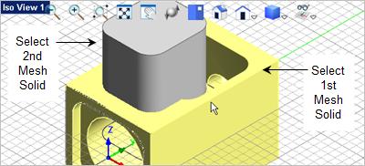 #6: Model a Connector Block 21. From the tab select the Subtract Mesh 136 command. 22. For the first mesh solid select the Body. 23. For the second mesh solid select the extrusion you just created. 7.