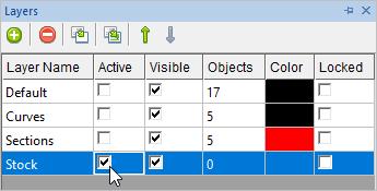175 VisualCAD 2018 Exercise Guide 1. Open the Layer Manager and set the Active Layer to Stock. Refer to the previous steps for displaying and using the Layer Manager. 2. Activate the Top View 3.