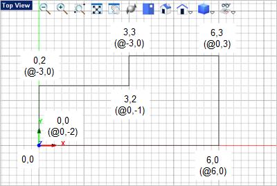 21 VisualCAD 2018 Exercise Guide 10. Now if you are drawing and you do not know the exact absolute coordinate values you can enter Relative Coordinate values in the command window.