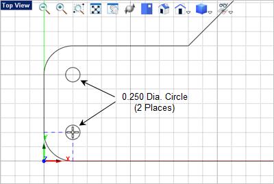27 VisualCAD 2018 Exercise Guide 8. 3.4 Press <Enter> to repeat the command and draw a circle at the center of the lower left fillet.