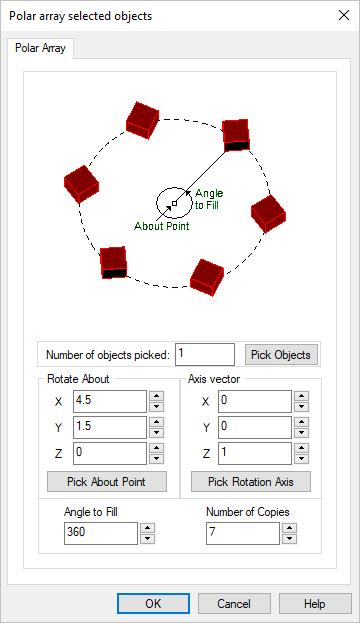 #2: 2D Drawing & Dimensioning 15. Select the Polar Array objects dialog will display. 30 command. The Polar array selected 16. The Number of Objects field should be 1.