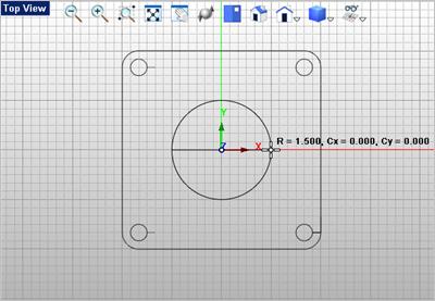 71 VisualCAD 2018 Exercise Guide 6. Now repeat the command, this time drawing a circle with a diameter of 2.5" in diameter. 7. Once the two concentric circles are drawn, select them both.