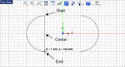 83 VisualCAD 2018 Exercise Guide 9. Now we want to draw a line to connect the two arcs across the top. From the Curve Modeling tab select the Line command.