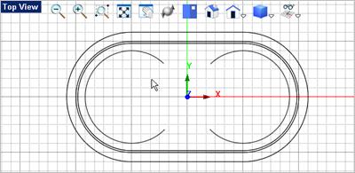 95 VisualCAD 2018 Exercise Guide The second arc is rotate 45 degrees about the Z axis as shown. 9. To complete the second pocket profile we will fillet the two arcs.