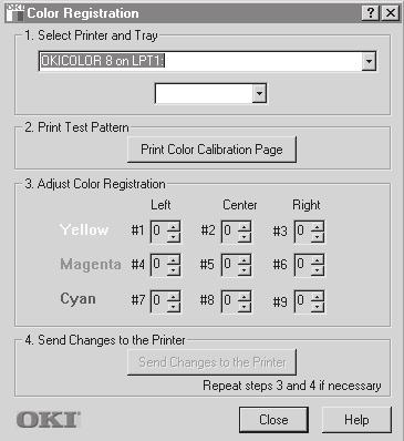 6 On the screen, find the corresponding box (in this case, #1 yellow, left) and enter the number you noted on the calibration page.