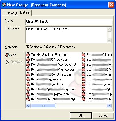 Creating a GroupWise group for your class To create a group to facilitate repeated mailings to this class: 1. Click the Address button to the right or at the top of your new message.
