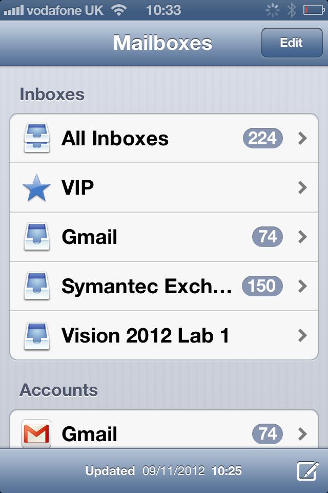 Once the profile is installed, return to the mail, and navigate back to all Inboxes.