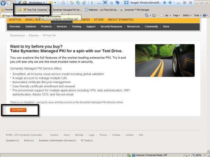 Lab Exercise 1: Symantec Managed PKI Service Account Setup Open a web browser on the PKI workstation, and sign into the lab email account, follows: URL: Userid: Password: http://gmail.com vision2012.
