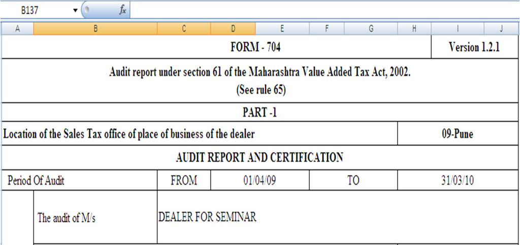 Audit Report Continue : After clicking on E-File system will generate file like this