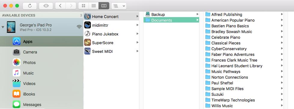 Connect your ipad to your computer. 2. Open imazing and select your ipad from the list on the left side of the window. 3. Choose Apps : Home Concert : Documents. 4.