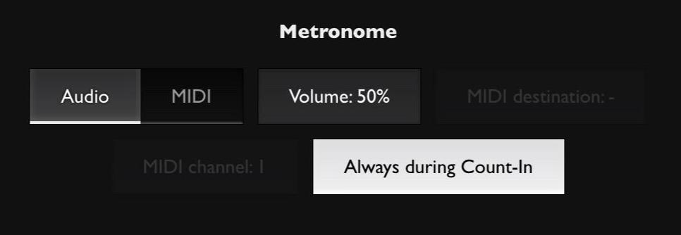 Xequence always uses the root key of the current instrument for playing the metronome (if the instrument is in E, it will play E4 for bars and E3 for beats).