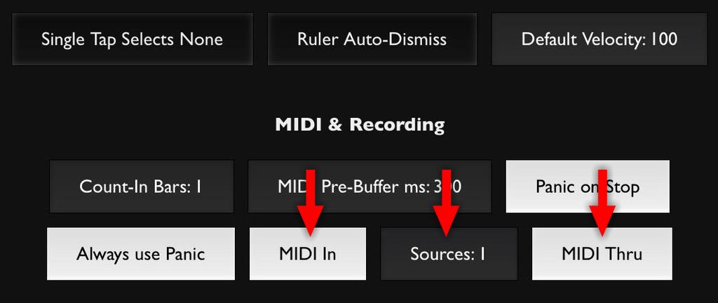 MIDI Input and Thru MIDI In Xequence can receive MIDI data from other apps or hardware keyboards / controllers.