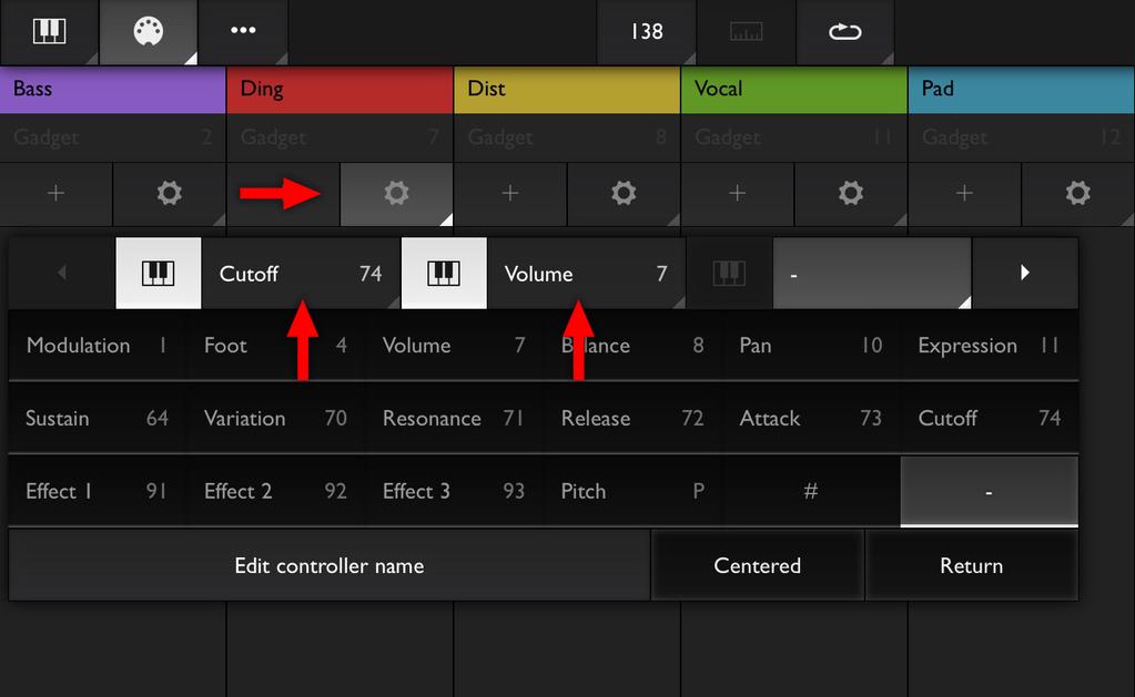 Recording controllers (CCs) from external sources Xequence can also record controller (knob, etc.) movements from external apps or devices.