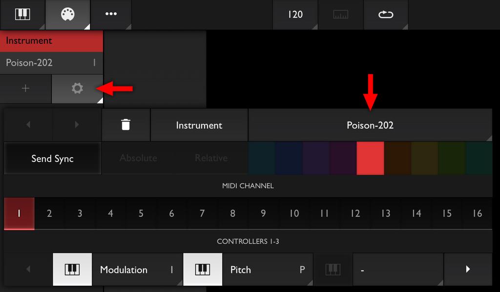 Using a multi-timbral app with multiple MIDI channels and sounds: Korg Gadget Let's say you want to use three instruments from Gadget in Xequence, on three separate tracks: Launch Gadget, and then:
