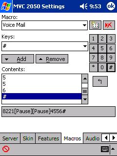 Mobile Voice Client 2050 settings Macro screen To enter a new macro name, or to select an existing macro to modify or delete, select the New icon to the right of the list box. See Figure 36.