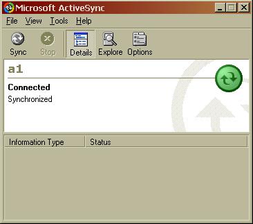 Installing and configuring the Mobile Voice Client 2050 Figure 5: ActiveSync connected AAA1185.